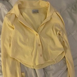 Urban outfitters Yellow collared crop top